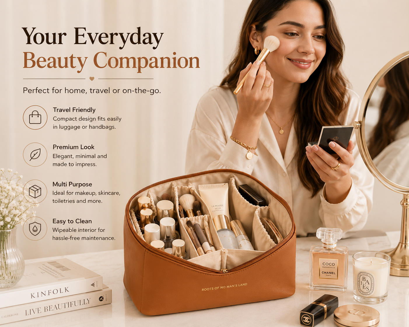 Premium Makeup Travel Pouch – Large Capacity Cosmetic Organizer Bag