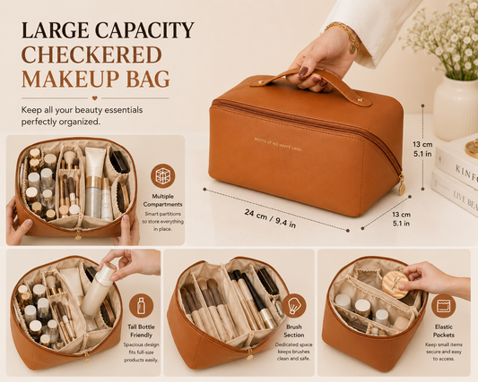 Premium Makeup Travel Pouch – Large Capacity Cosmetic Organizer Bag