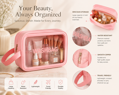 Travel Makeup & Toiletry Organizer – Waterproof Cosmetic Wash Bag