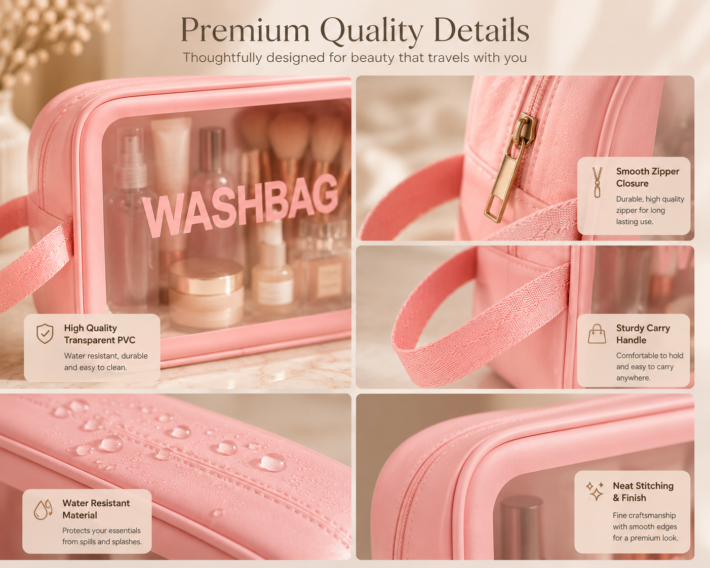 Travel Makeup & Toiletry Organizer – Waterproof Cosmetic Wash Bag