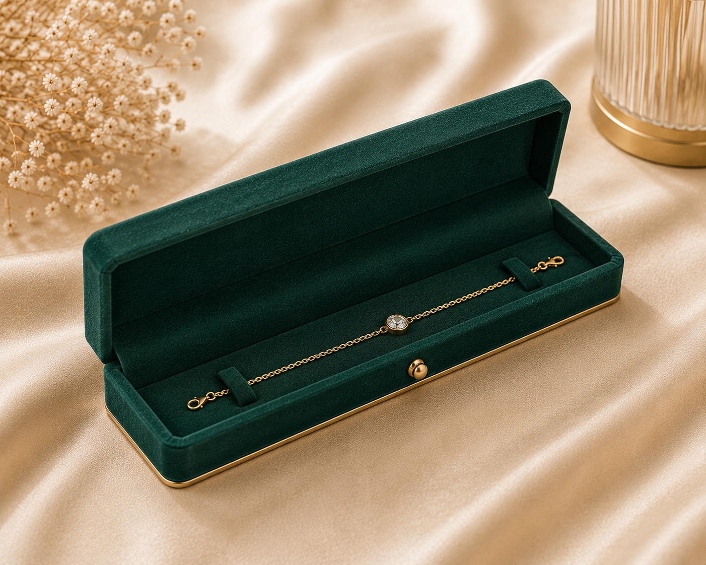 Emerald Velvet Ring Box