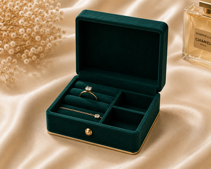 Emerald Velvet Ring Box