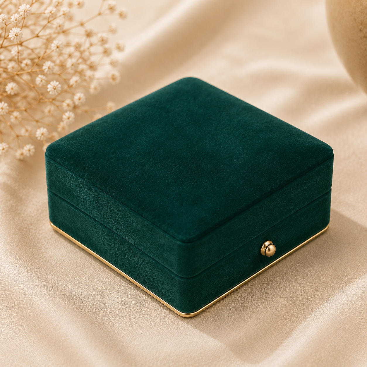 Emerald Velvet Ring Box