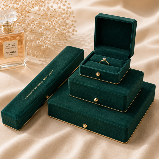 Emerald Velvet Ring Box